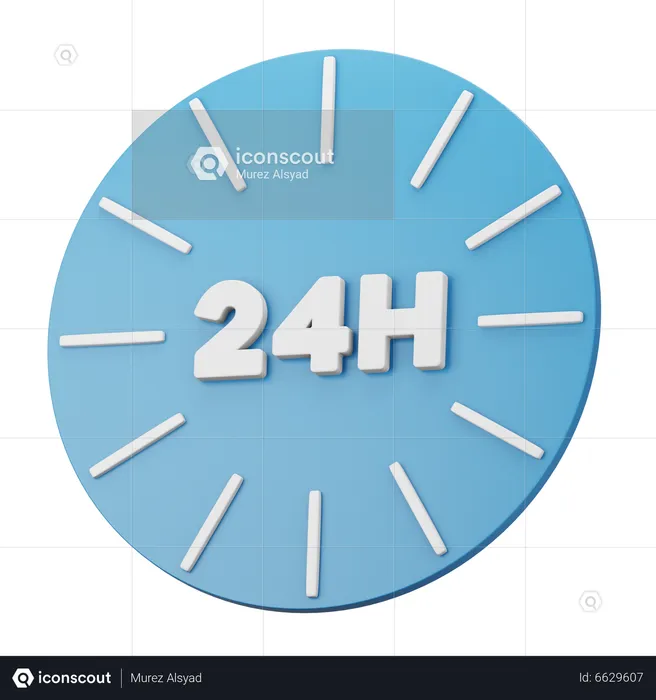 Relógio de serviço 24 horas  3D Icon