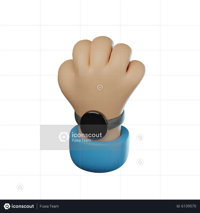 Mano que lleva la mano del reloj  3D Icon