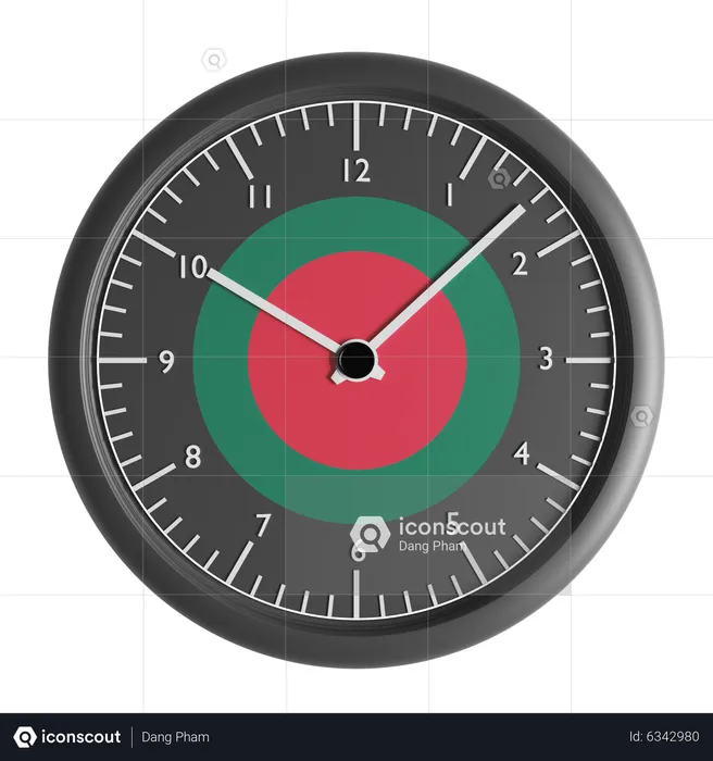 Reloj de pared con la bandera de Bangladesh  3D Icon