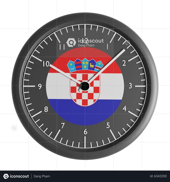 Reloj de pared con la bandera de Croacia.  3D Icon