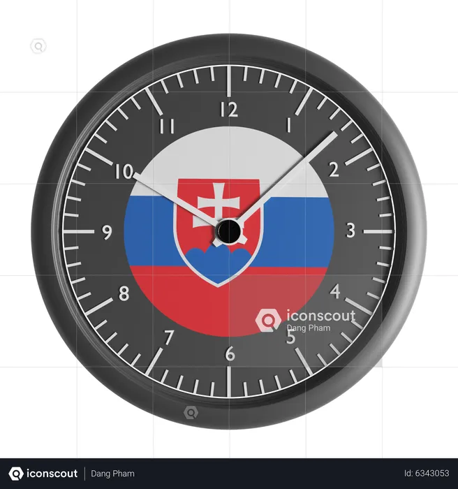 Reloj de pared con la bandera de Eslovaquia.  3D Icon