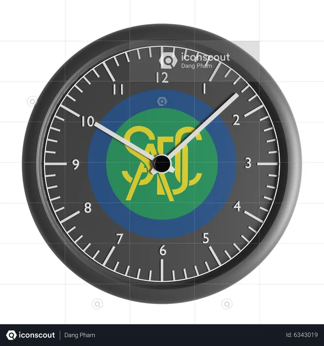 Reloj de pared con la bandera de la Comunidad de Desarrollo del África Austral  3D Icon