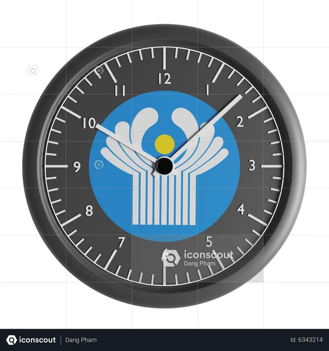 Reloj de pared con la bandera de la Comunidad de Estados Independientes.  3D Icon