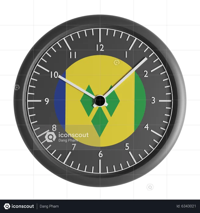 Reloj de pared con la bandera de San Vicente y las Granadinas  3D Icon