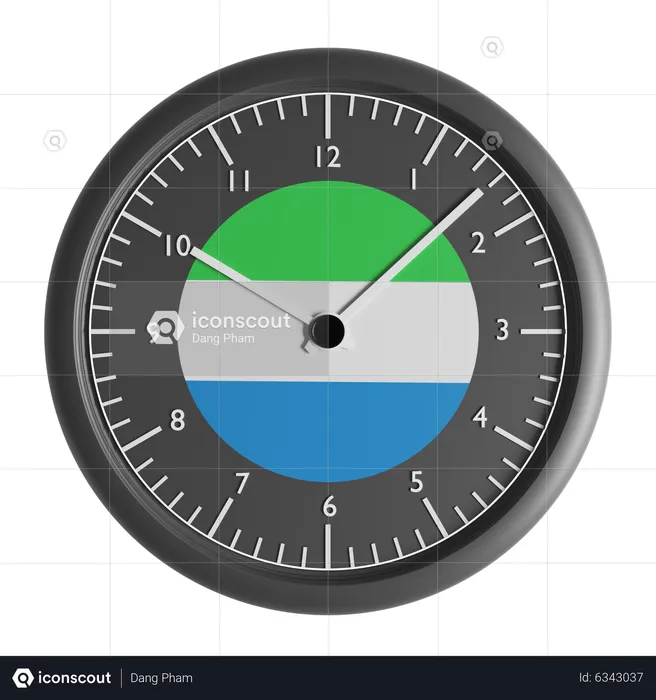 Reloj de pared con la bandera de Sierra Leona  3D Icon