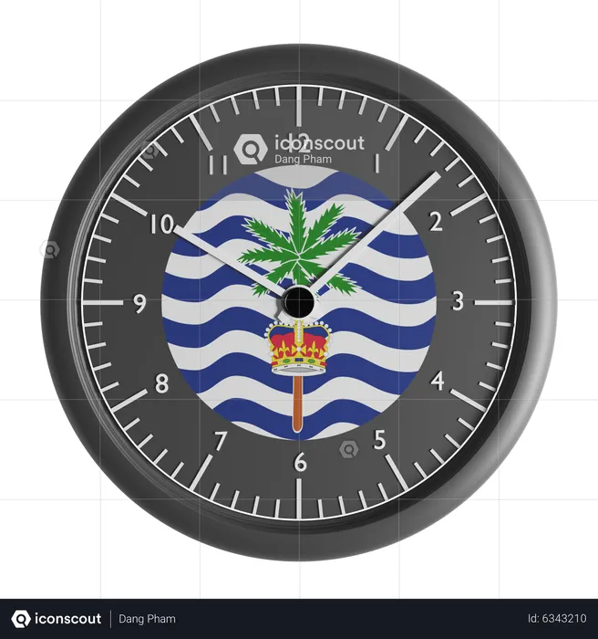 Reloj de pared con la bandera del Comisionado del Territorio Británico del Océano Índico  3D Icon
