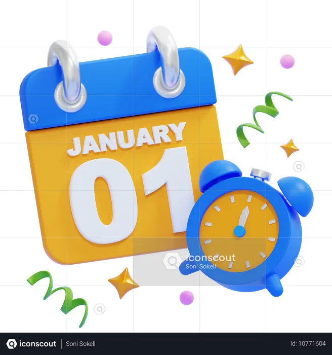 Reloj y calendario  3D Icon