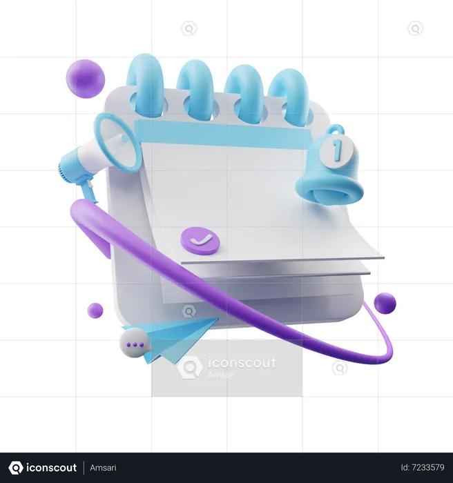 Calendar With Notification Bell  3D Icon