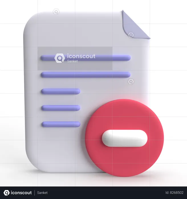 Remove File  3D Icon