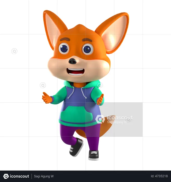 Renard faisant la fête  3D Illustration