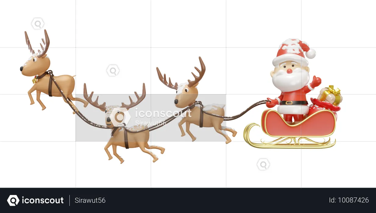 Reno con santa claus  3D Illustration