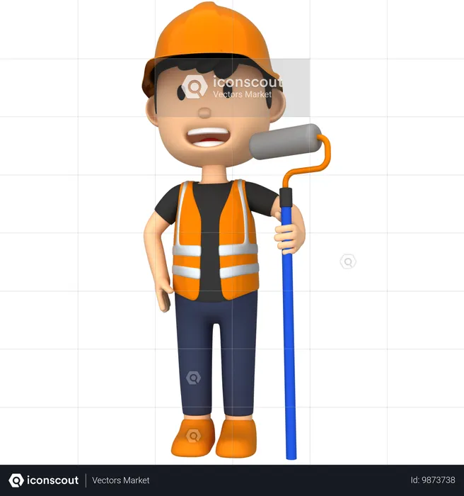 Renovation Worker  3D Illustration