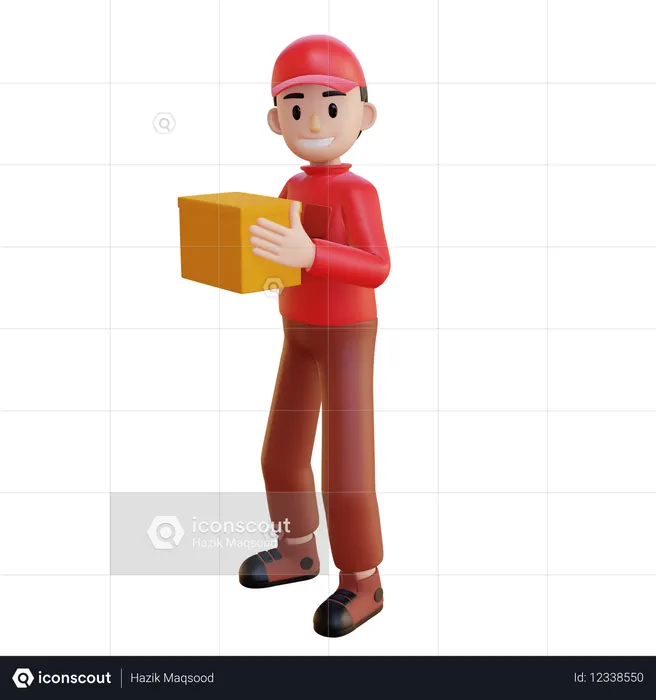 Repartidor sosteniendo el paquete  3D Icon