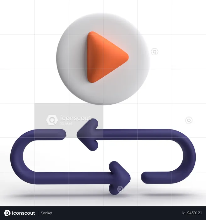 Repeat Video  3D Icon