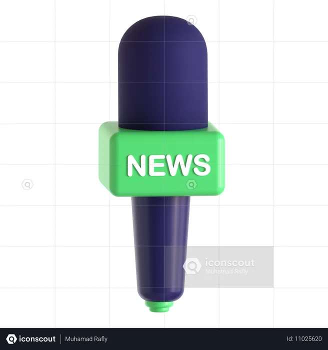 Repórter microfone longo  3D Icon