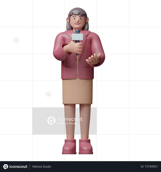 Reporter mit Mikrofon  3D Illustration