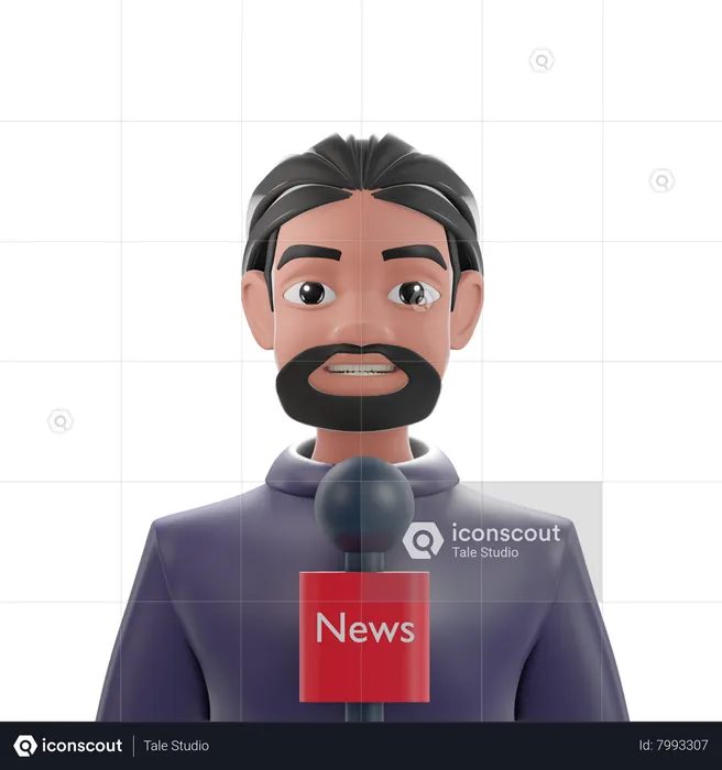 Reportero de noticias masculino  3D Icon