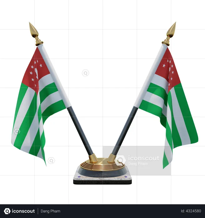 Republic of Abkhazia Double Desk Flag Stand Flag 3D Illustration