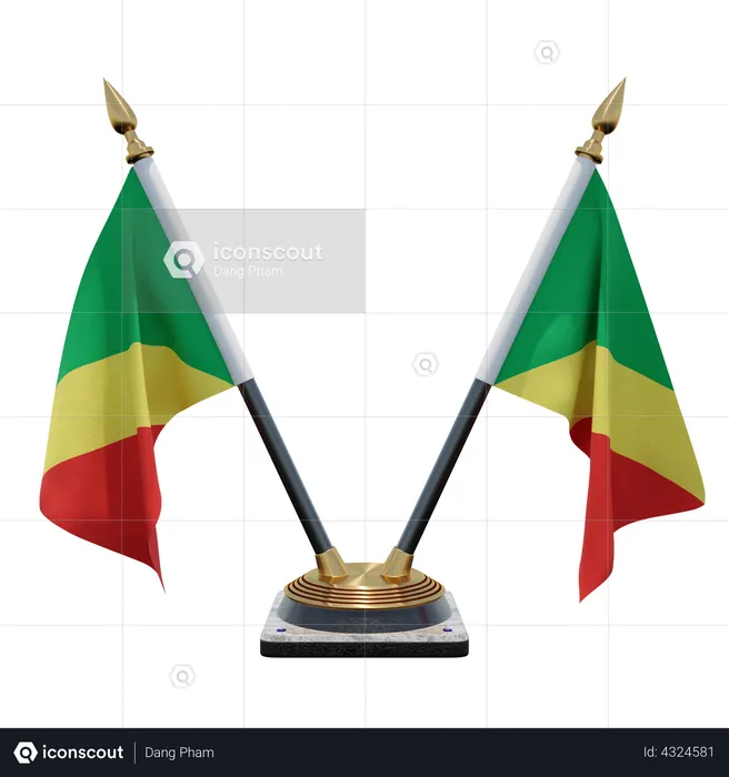 Republic of Congo Double Desk Flag Stand Flag 3D Flag