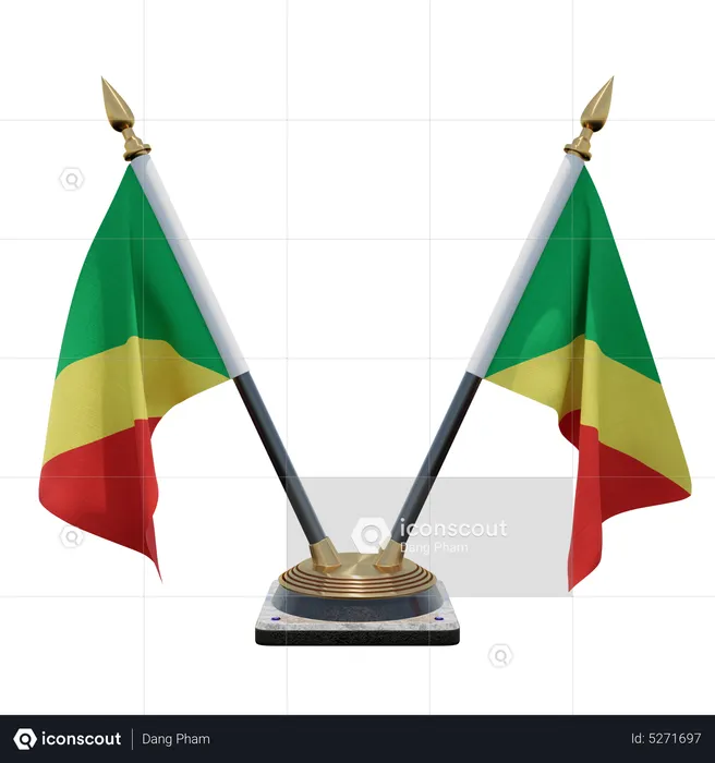 Republic of Congo Double (V) Desk Flag Stand Flag 3D Icon
