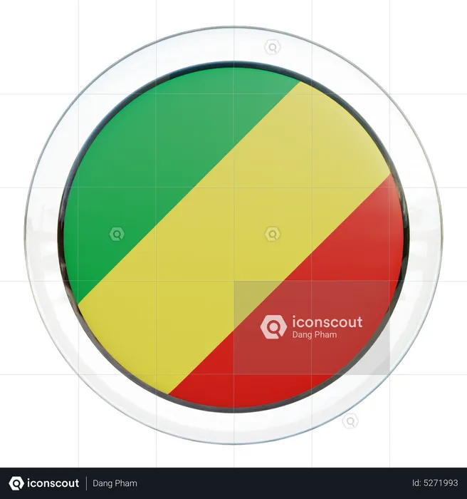 Republic of Congo Round Flag Flag 3D Icon