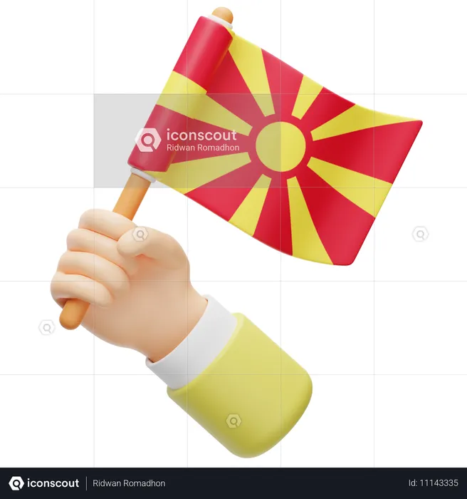 Republic of macedonia flag in hand Flag 3D Icon