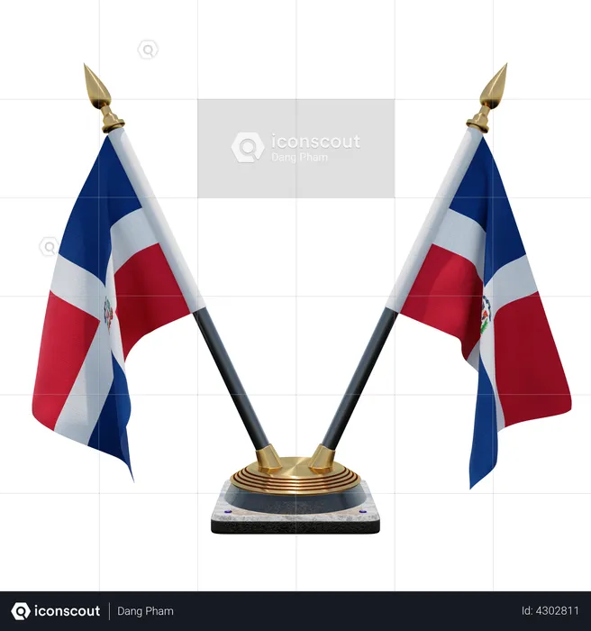 Support de drapeau de bureau double République Dominicaine Flag 3D Flag