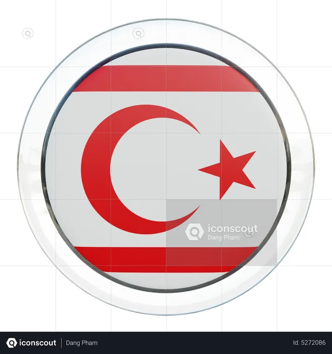 Drapeau rond de la République turque de Chypre du Nord Flag 3D Icon