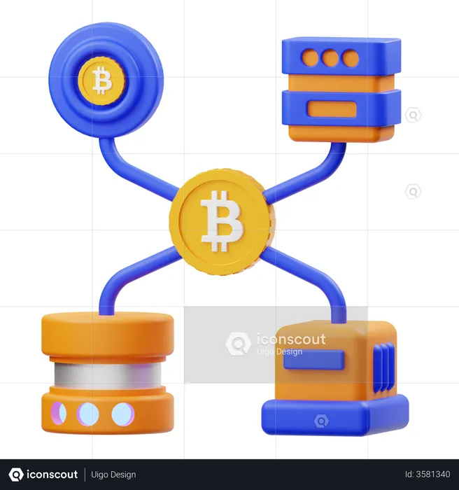 Réseau Bitcoin  3D Illustration