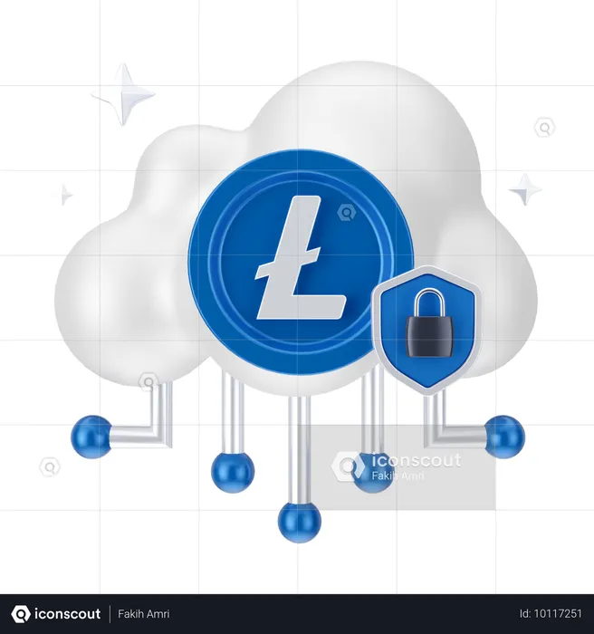 Réseau cloud linecoin  3D Icon