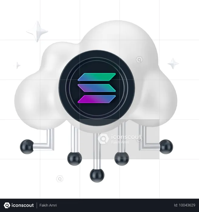 Réseau cloud Solana  3D Icon