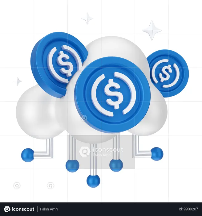 Réseau cloud crypto  3D Icon