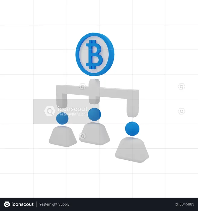 Réseau d'utilisateurs Bitcoin  3D Illustration