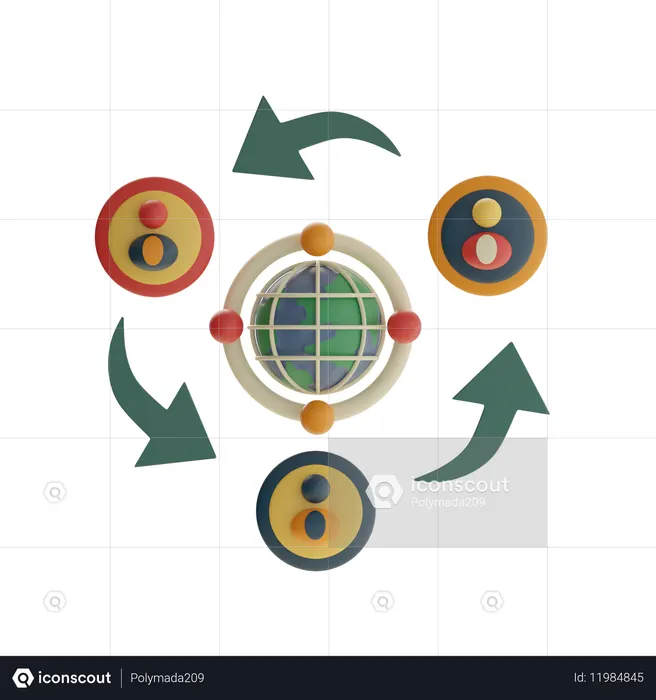 Réseau mondial  3D Icon