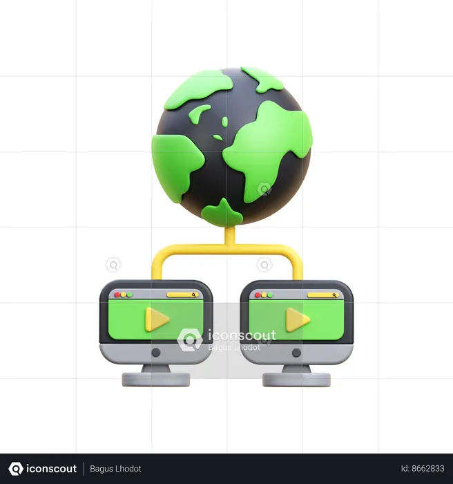 Réseau vidéo mondial  3D Icon