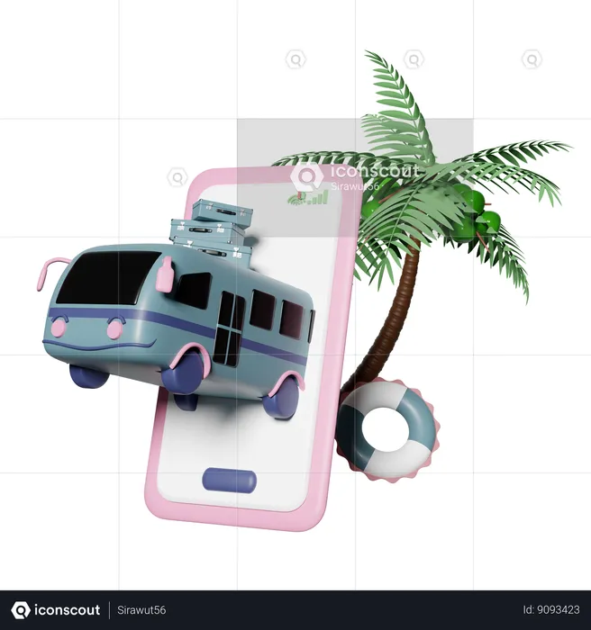 Reserva de autobús en línea  3D Icon