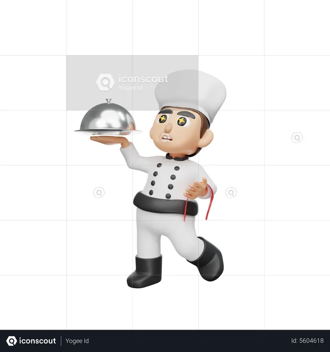 Restaurant Chef Serving Food  3D Illustration