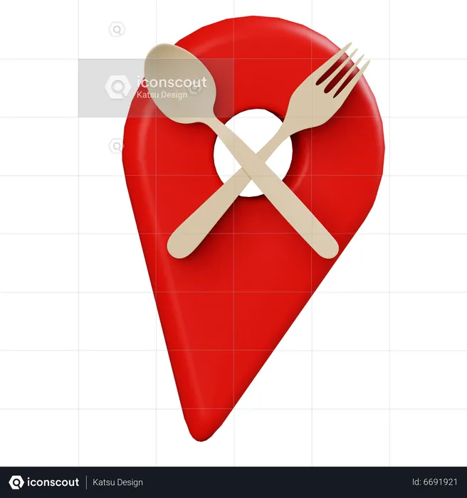 Pin für die Abholung von Speisen im Restaurant  3D Icon