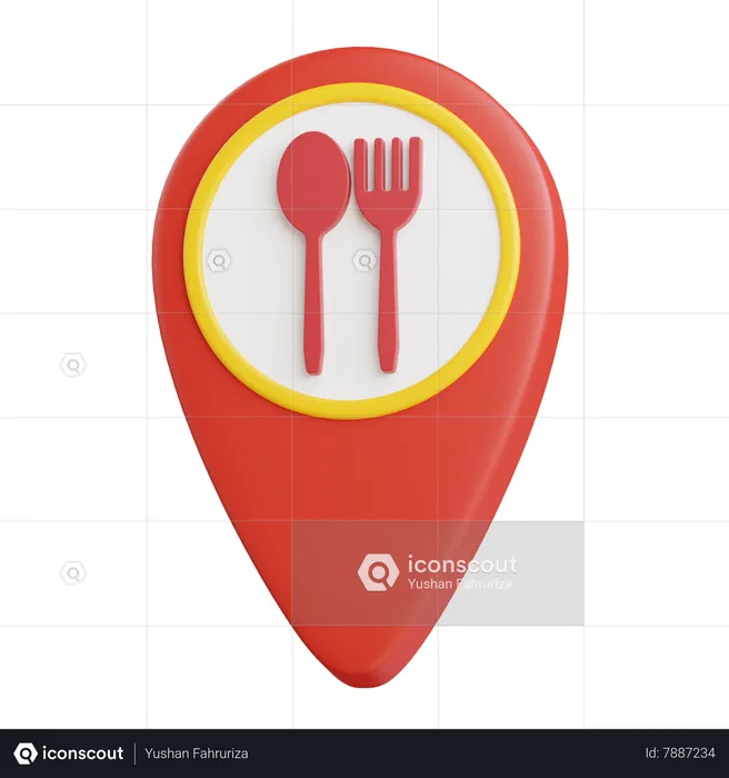 Restaurant location pin  3D Icon