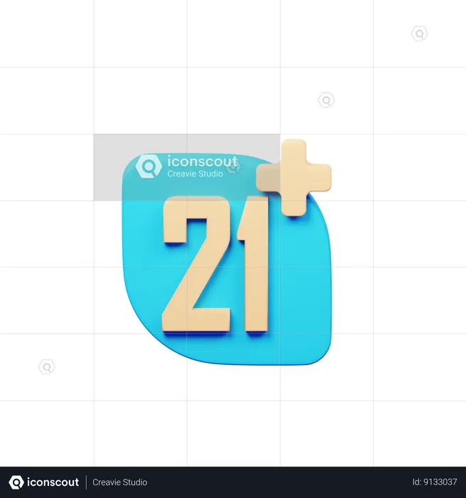 Restrição de idade 21 anos ou mais  3D Icon