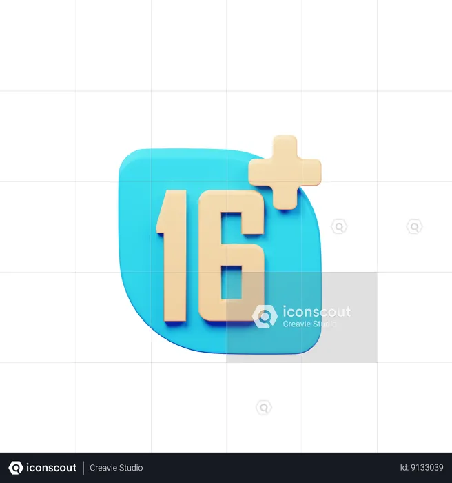 Restricción de edad 16 años más  3D Icon