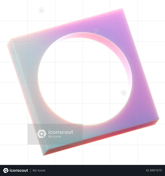 Retângulo com círculo  3D Icon