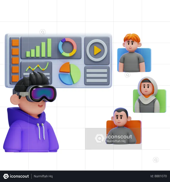 Reunião Virtual  3D Icon