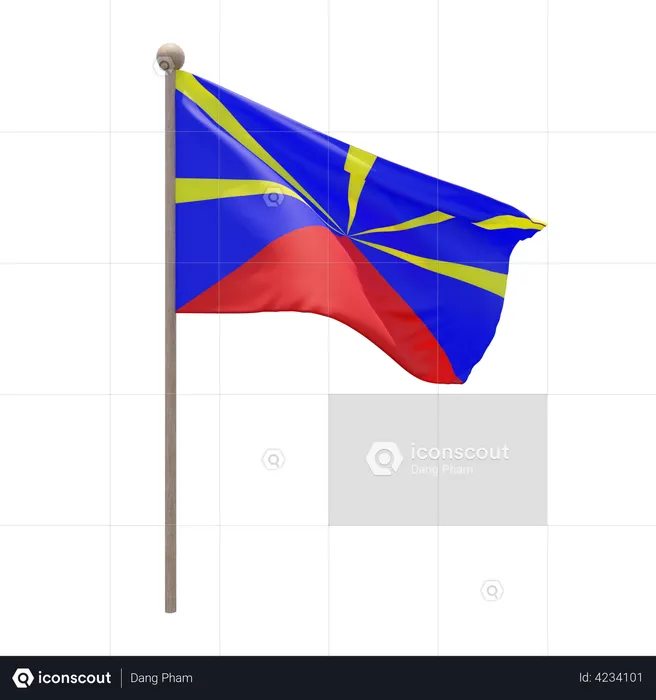 Reunion Radiant Volcano Flag Pole  3D Flag