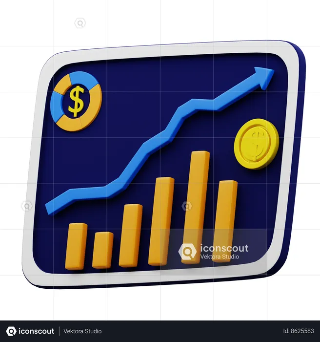 Revenue Graphic Charts  3D Icon