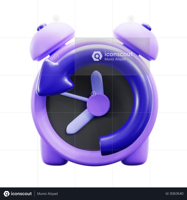 Reverse Time Clock Arrow  3D Icon