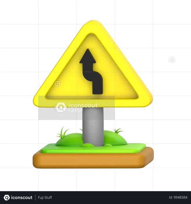 Reverse turn left Sign  3D Icon