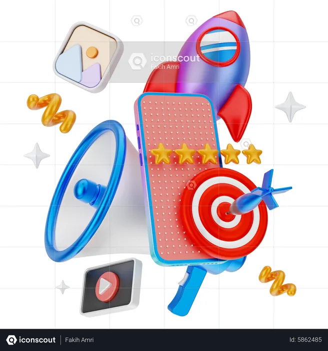 Revisión de marketing en redes sociales  3D Icon