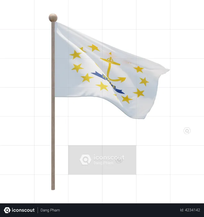 Rhode Island Flag Pole  3D Flag