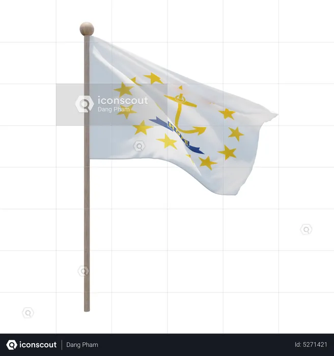 Rhode Island Flagpole Flag 3D Icon